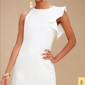 NWT Lulu’s White One-Shoulder Dress